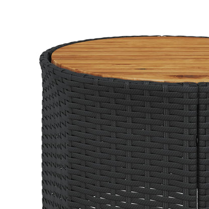 Divano Giardino con Tavolo e Cuscini Circolare Nero Polyrattan
