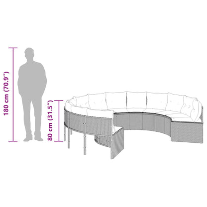 Divano da Giardino con Cuscini Circolare Beige in Polyrattan | homemem39