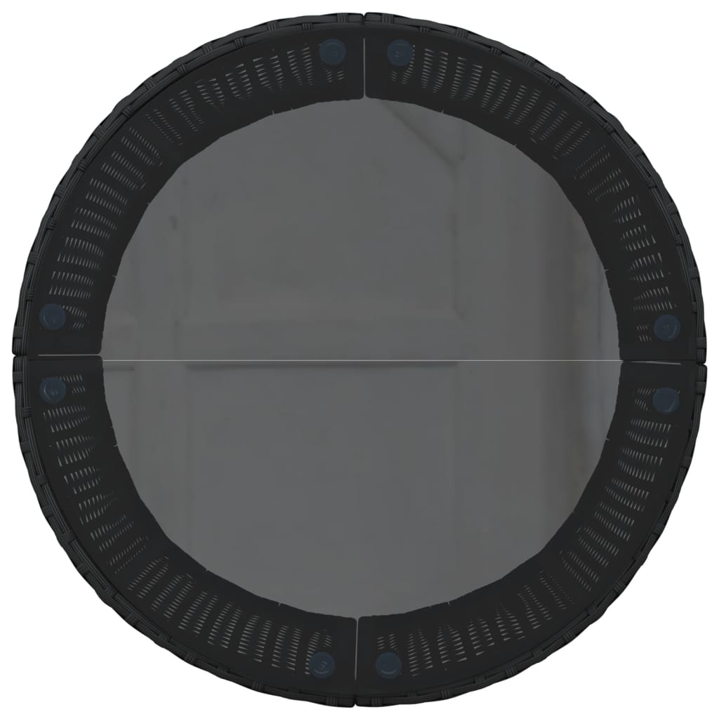 Divano Giardino con Tavolo e Cuscini Circolare Nero Polyrattan