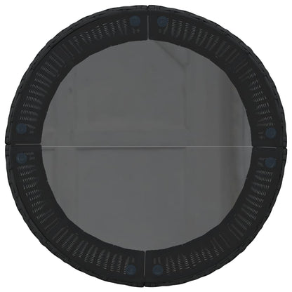 Divano Giardino con Tavolo e Cuscini Circolare Nero Polyrattan