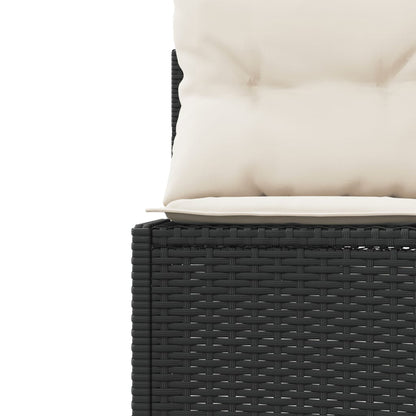 Divano Giardino con Tavolo e Cuscini Circolare Nero Polyrattan | homemem39