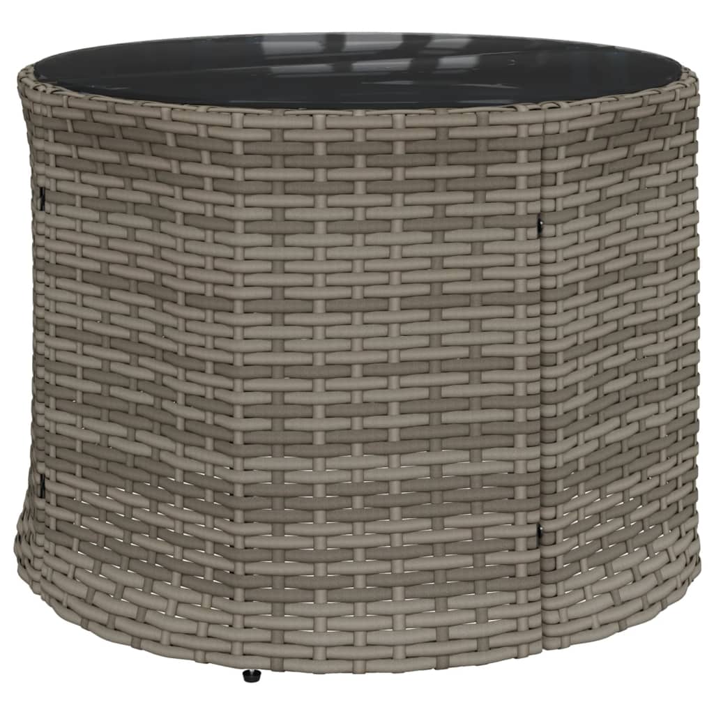 Divano da Giardino Tavolo e Cuscini Circolare Grigio Polyrattan