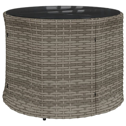 Divano da Giardino Tavolo e Cuscini Circolare Grigio Polyrattan
