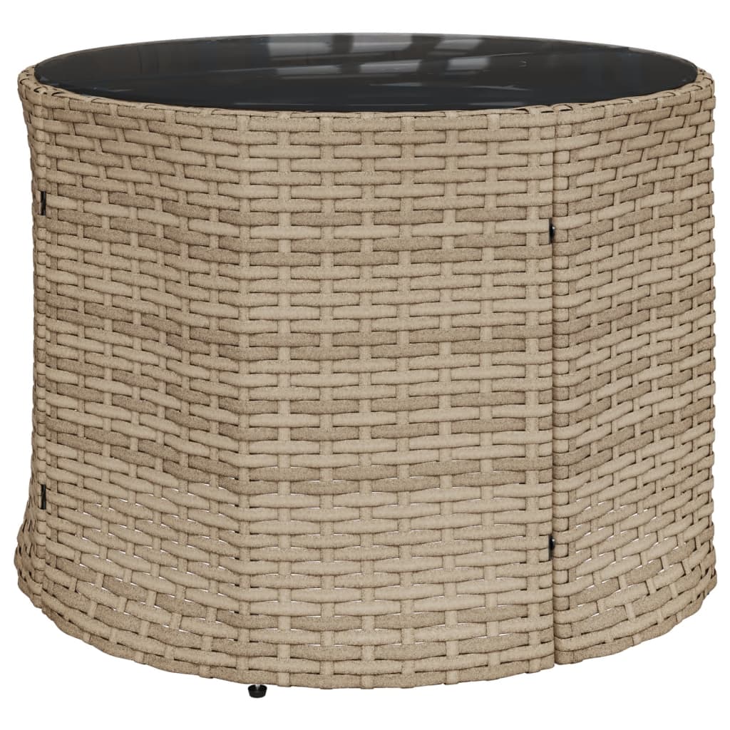 Divano Giardino con Tavolo e Cuscini Circolare Beige Polyrattan