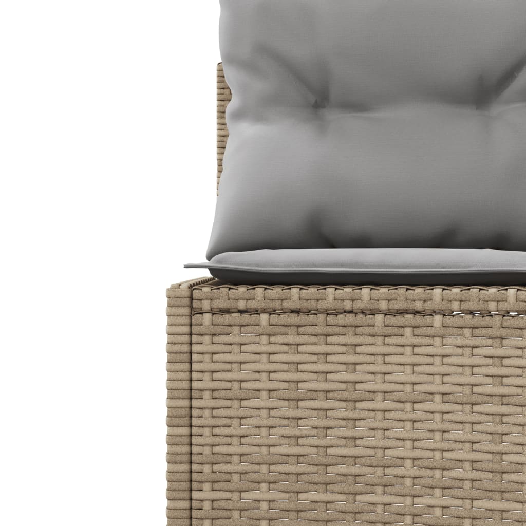 Divano Giardino con Tavolo e Cuscini Circolare Beige Polyrattan | homemem39