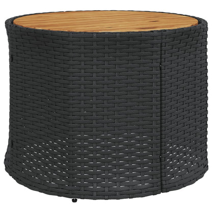 Divano Giardino con Tavolo e Cuscini Circolare Nero Polyrattan | homemem39