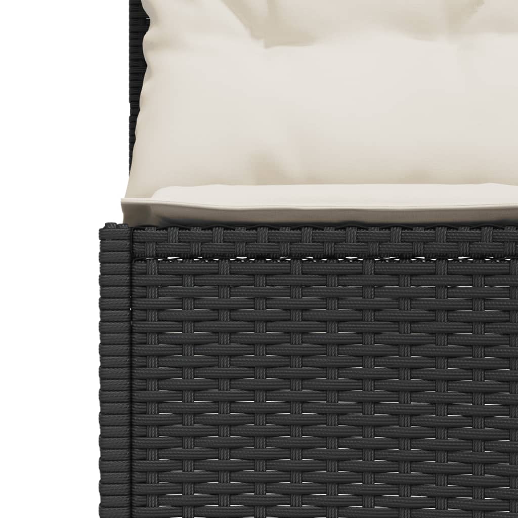 Divano Giardino con Tavolo e Cuscini Circolare Nero Polyrattan | homemem39