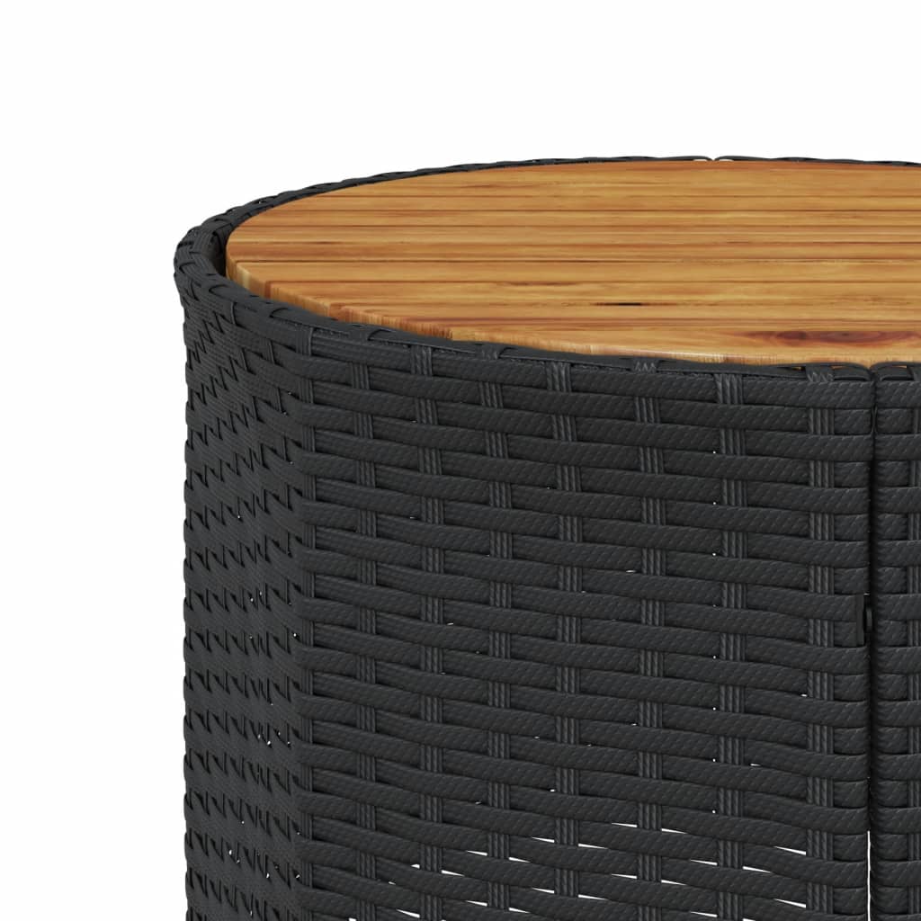 Divano Giardino con Tavolo e Cuscini Circolare Nero Polyrattan