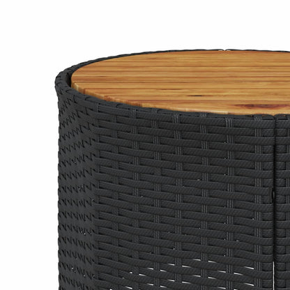 Divano Giardino con Tavolo e Cuscini Circolare Nero Polyrattan