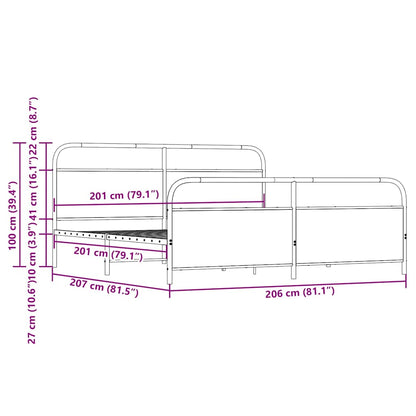 Giroletto senza Materaso in Metallo Rovere Fumo 200x200 cm