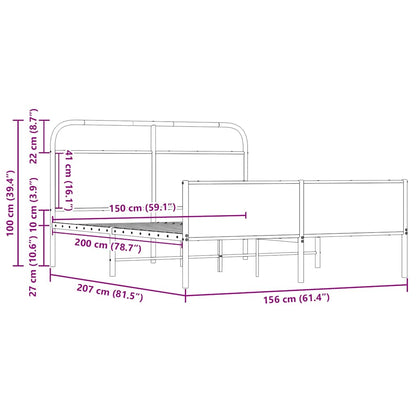 Giroletto senza Materaso in Metallo Rovere Sonoma 150x200 cm