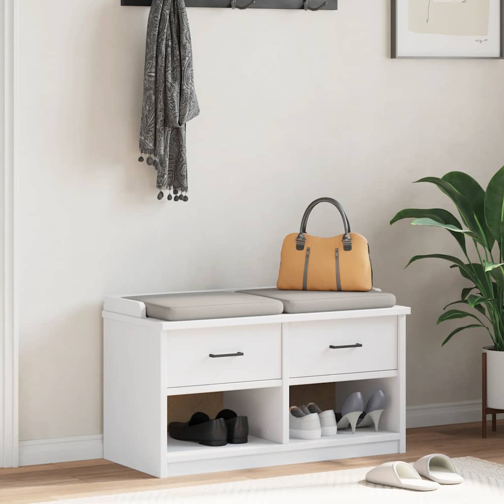 Panca da Corridoio SANDNES Bianca 87x40x50 cm in Legno di Pino | homemem39