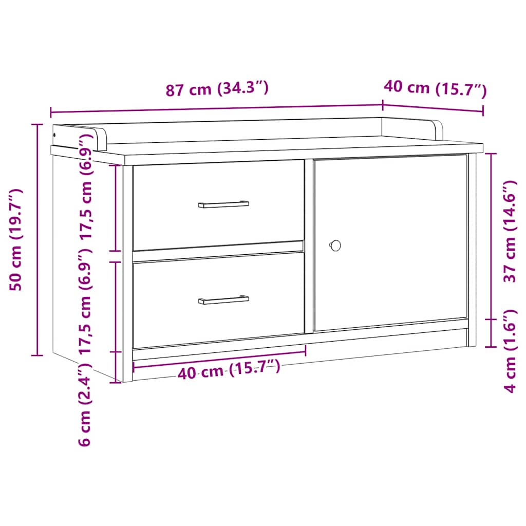 Panca da Corridoio SANDNES 87x40x50 cm Legno Massello di Pino | homemem39