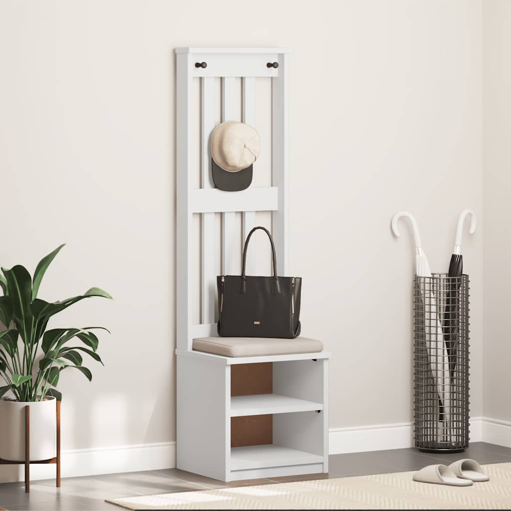 Albero da Ingresso SANDNES Bianco 45x40x159,5 cm Legno di Pino | homemem39