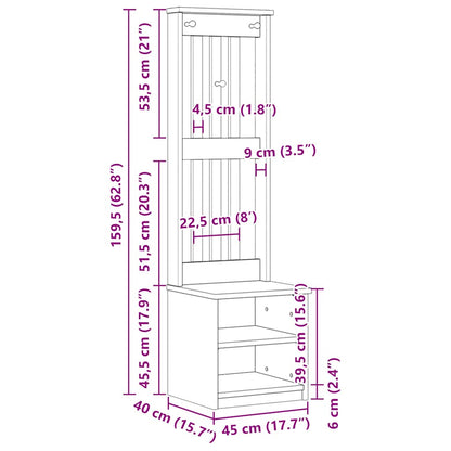 Albero da Ingresso SANDNES Bianco 45x40x159,5 cm Legno di Pino | homemem39