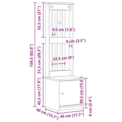 Albero da Ingresso SANDNES 45x40x159,5 cm in Legno di Pino | homemem39