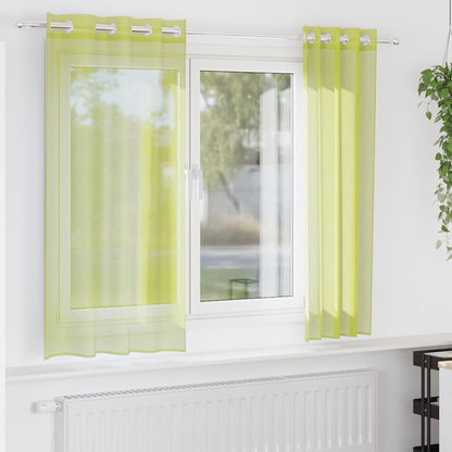 Tende in Voile con Occhielli 2 pz Verde Mela 140x175 cm | homemem39