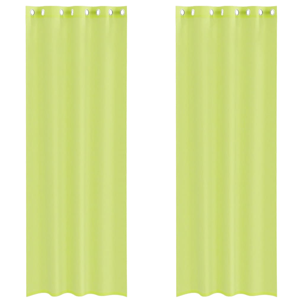 Tende in Voile con Occhielli 2 pz Verde Mela 140x300 cm | homemem39