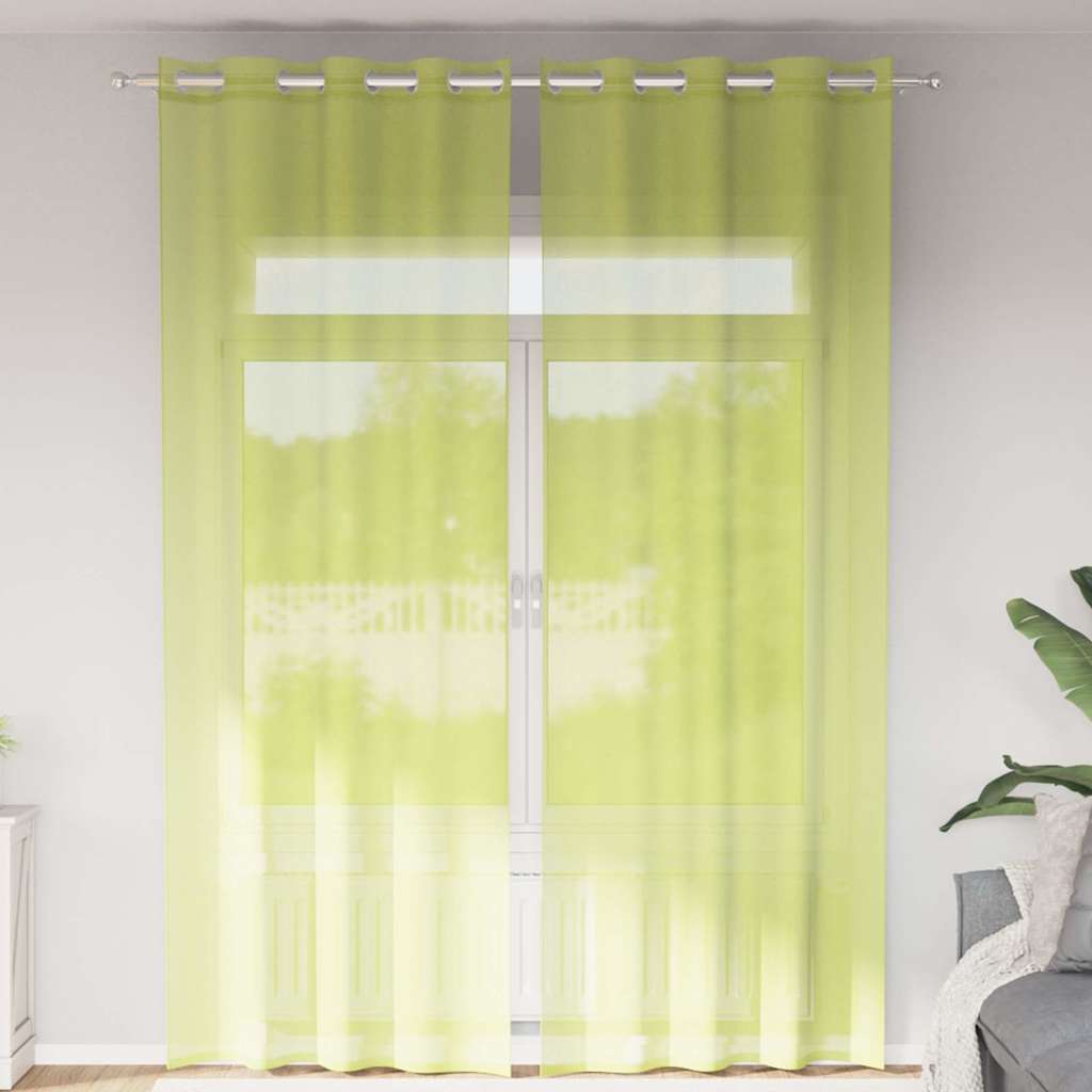 Tende in Voile con Occhielli 2 pz Verde Mela 140x300 cm | homemem39