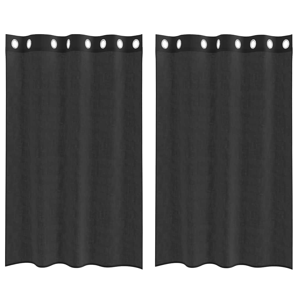 Tende in Voile con Occhielli 2 pz Nero 140x175 cm | homemem39