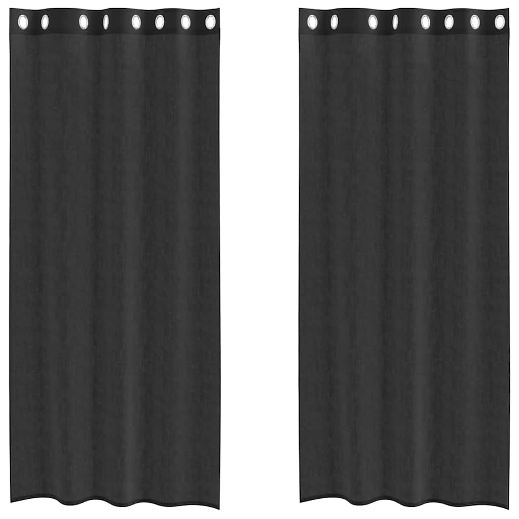 Tende in Voile con Occhielli 2 pz Nero 140x245 cm | homemem39