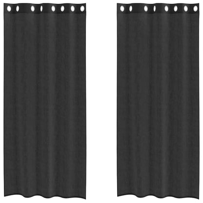 Tende in Voile con Occhielli 2 pz Nero 140x245 cm