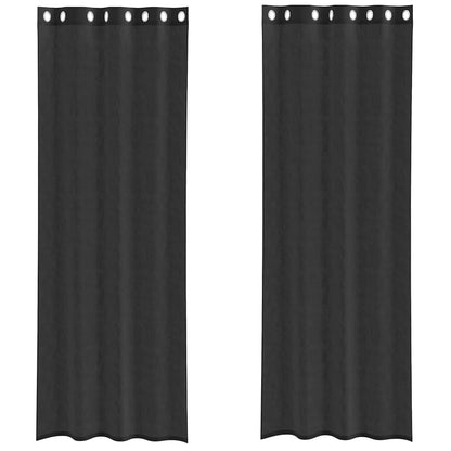 Tende in Voile con Occhielli 2 pz Nero 140x260 cm | homemem39