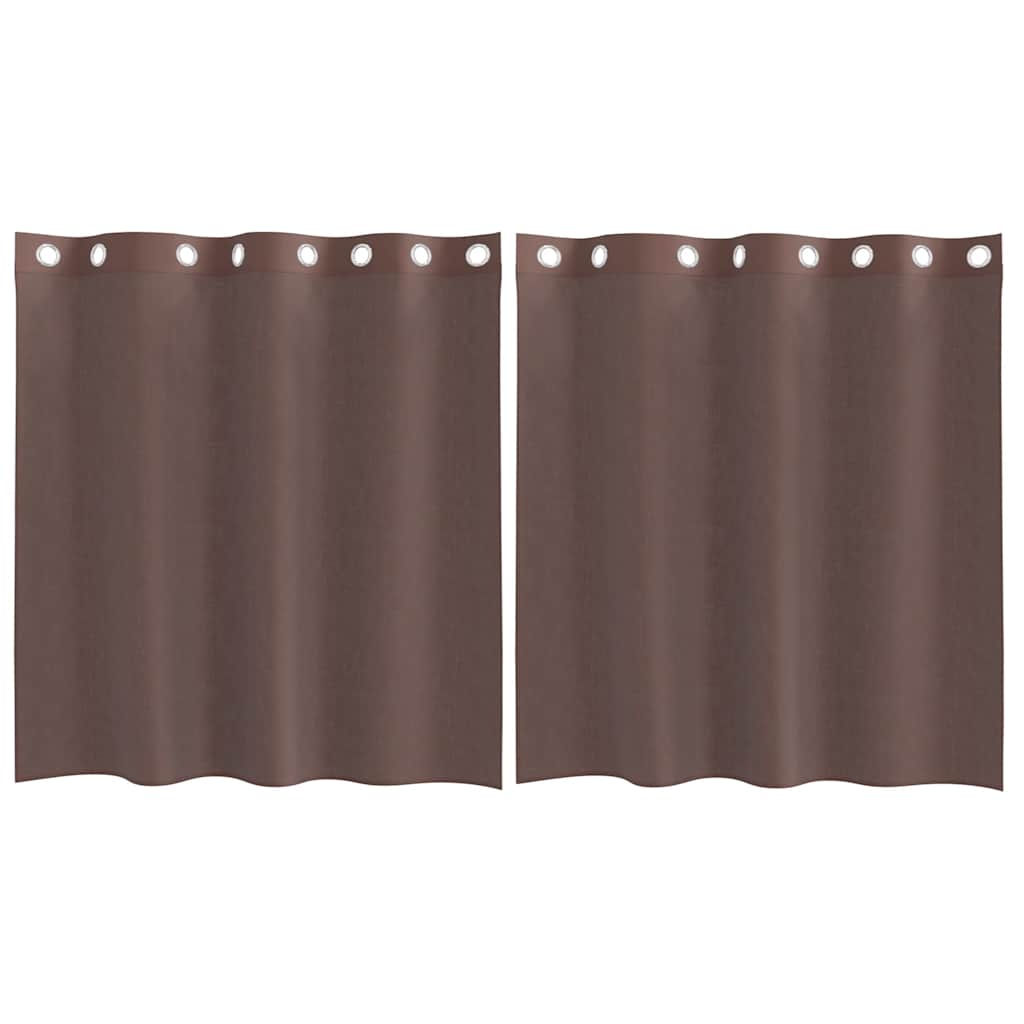 Tende in Voile con Occhielli 2 pz Marrone 140x140 cm | homemem39