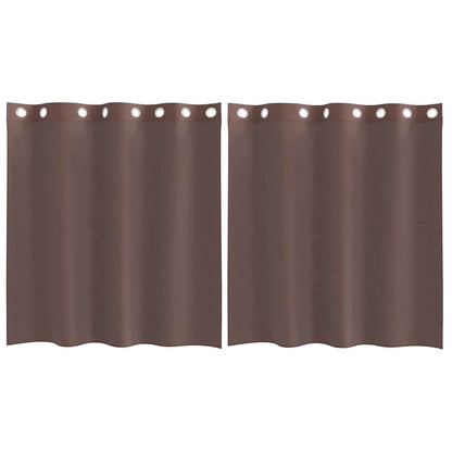 Tende in Voile con Occhielli 2 pz Marrone 140x140 cm | homemem39