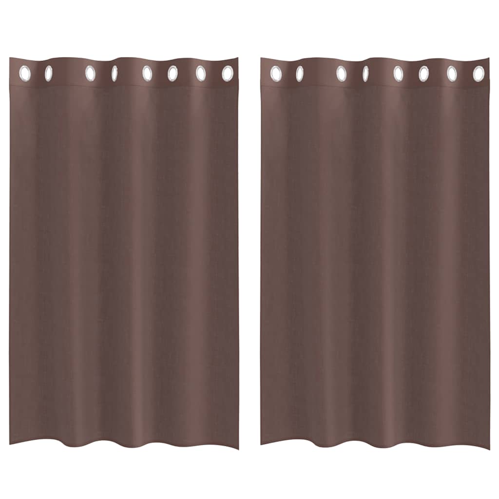 Tende in Voile con Occhielli 2 pz Marrone 140x175 cm | homemem39