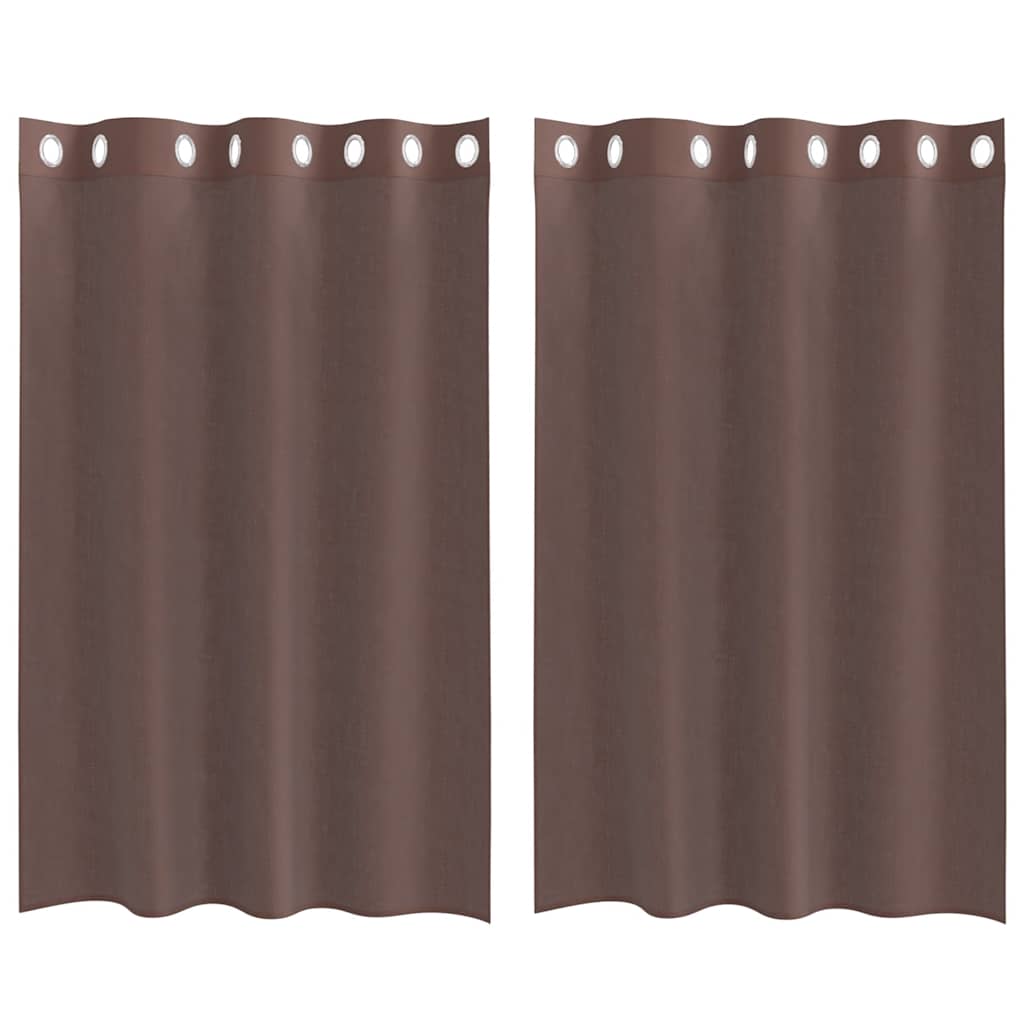 Tende in Voile con Occhielli 2 pz Marrone 140x175 cm