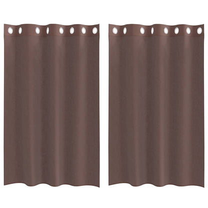 Tende in Voile con Occhielli 2 pz Marrone 140x175 cm