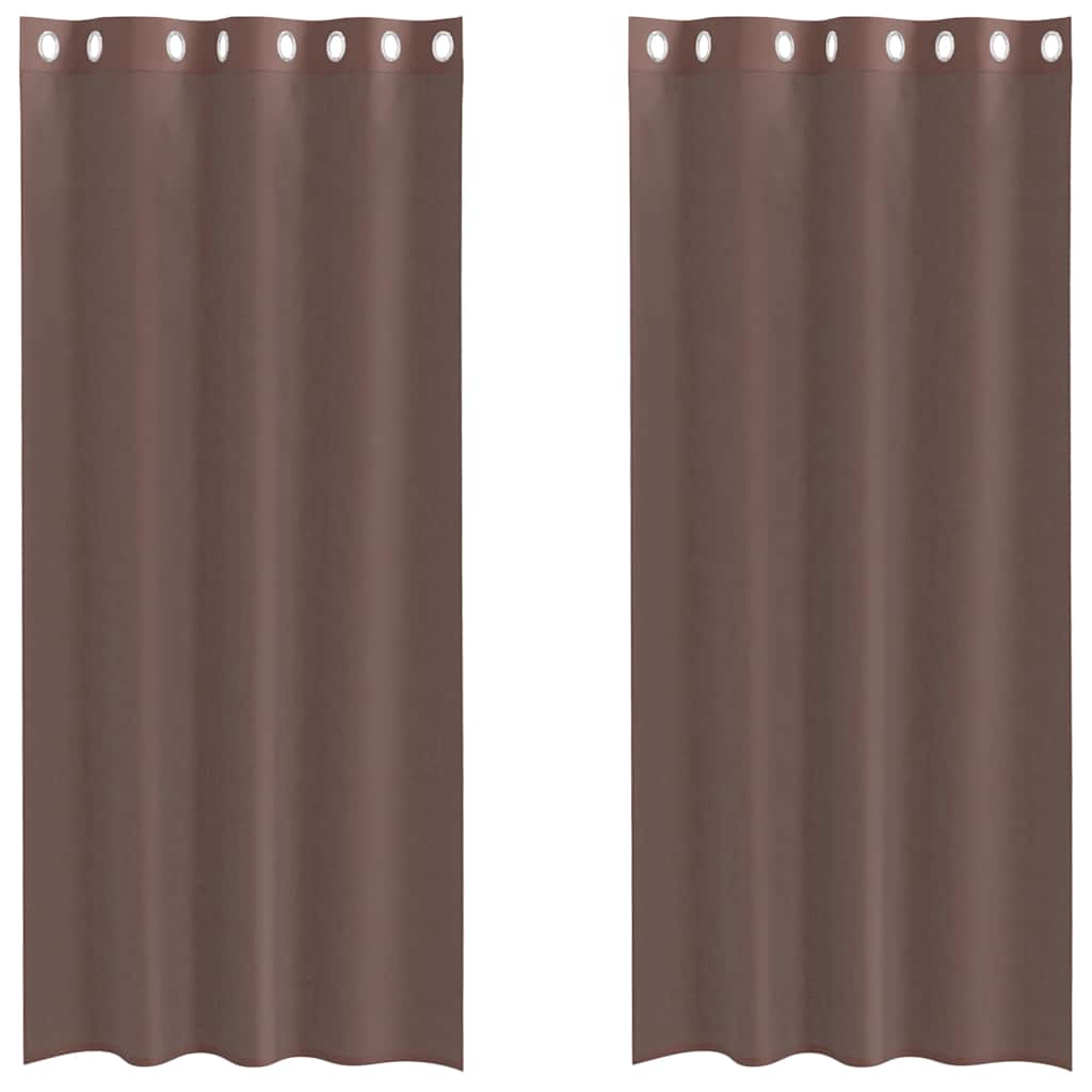 Tende in Voile con Occhielli 2 pz Marrone 140x225 cm | homemem39