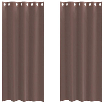 Tende in Voile con Occhielli 2 pz Marrone 140x225 cm | homemem39