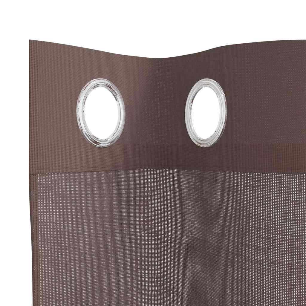 Tende in Voile con Occhielli 2 pz Marrone 140x225 cm | homemem39