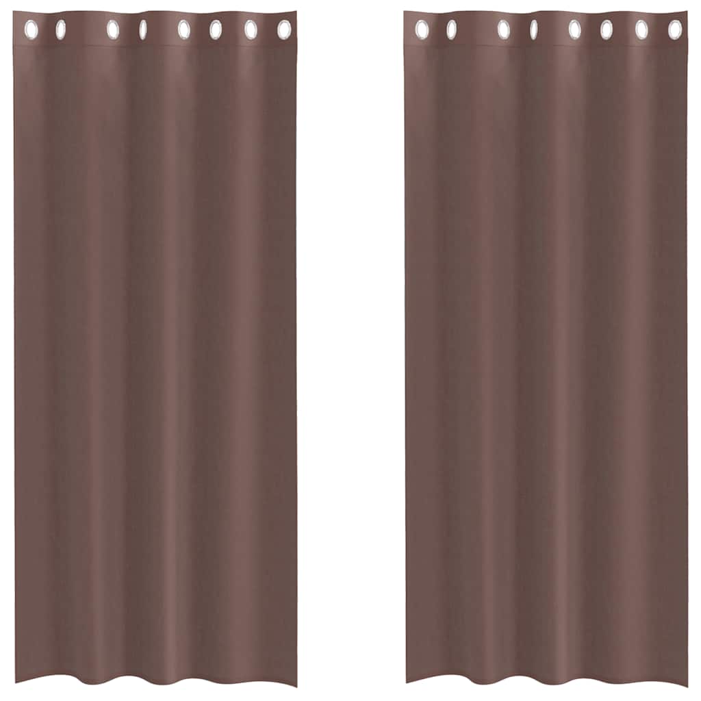 Tende in Voile con Occhielli 2 pz Marrone 140x245 cm | homemem39
