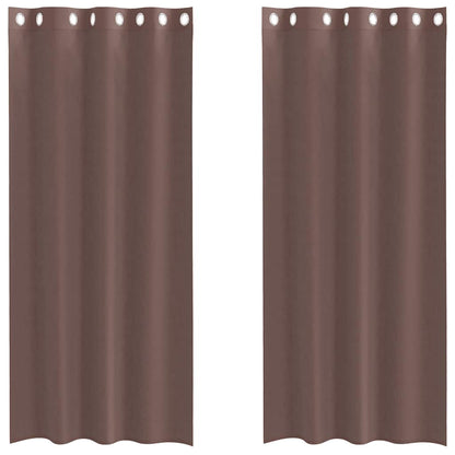 Tende in Voile con Occhielli 2 pz Marrone 140x245 cm | homemem39