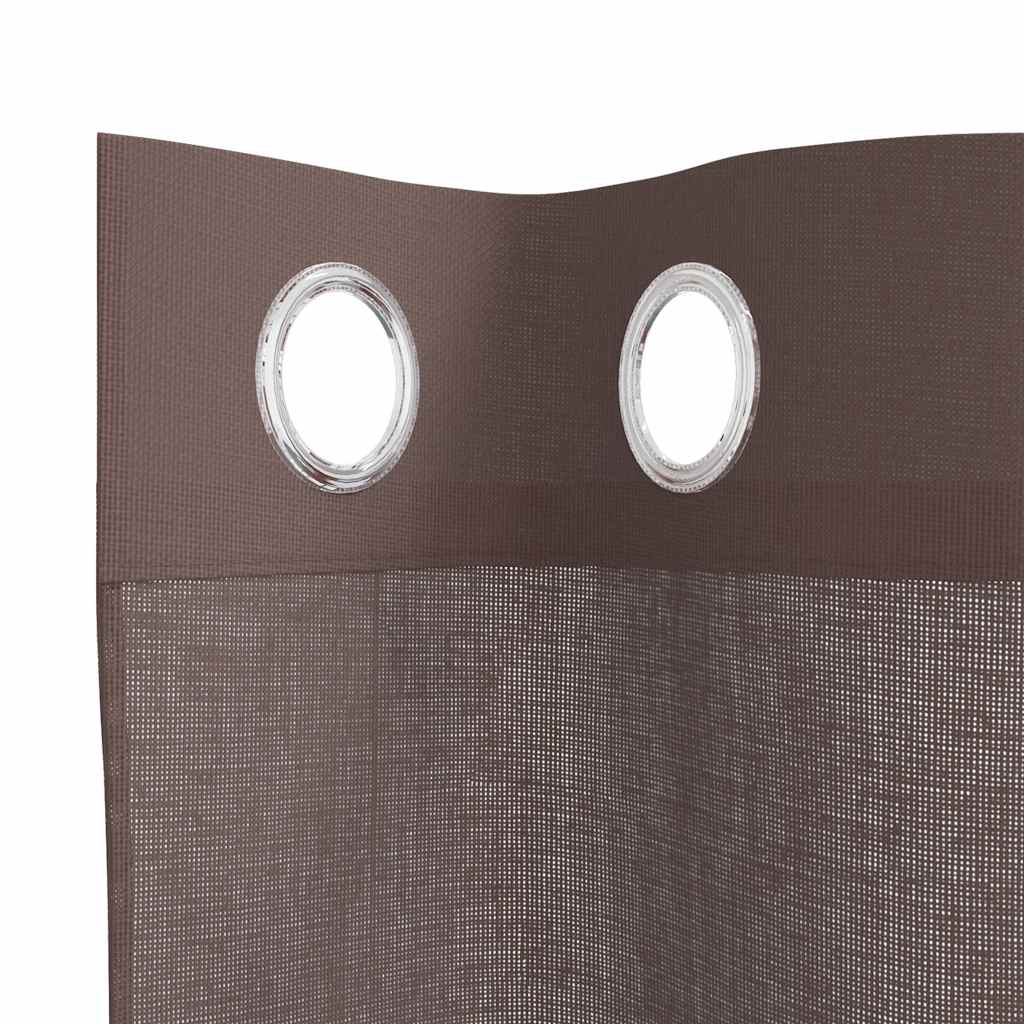 Tende in Voile con Occhielli 2 pz Marrone 140x245 cm