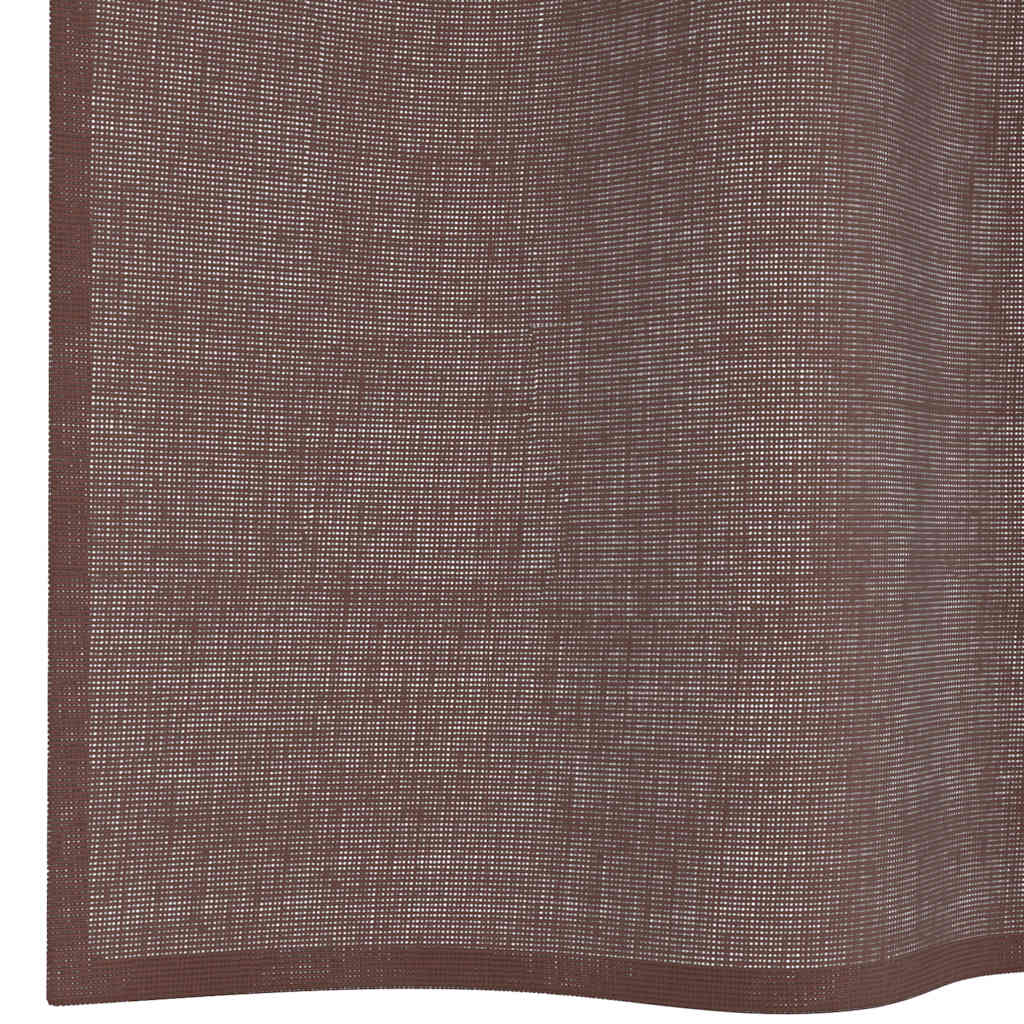 Tende in Voile con Occhielli 2 pz Marrone 140x300 cm