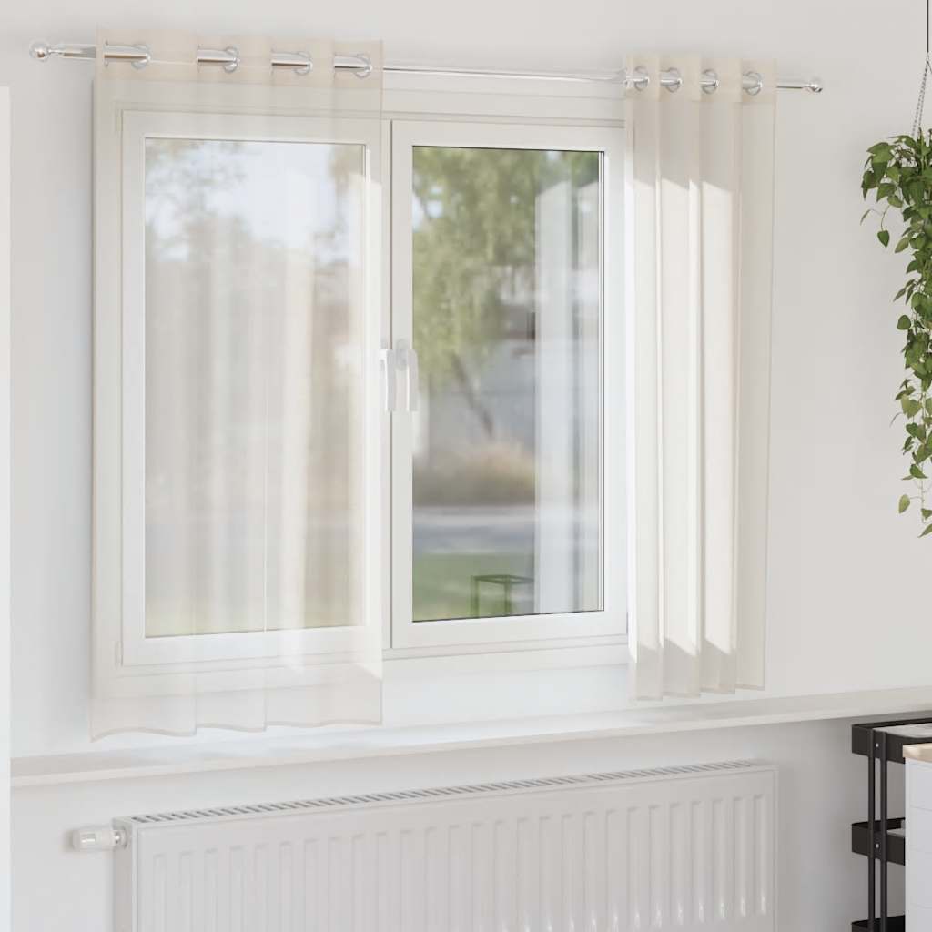 Tende in Voile con Occhielli 2 pz Crema 140x140 cm | homemem39