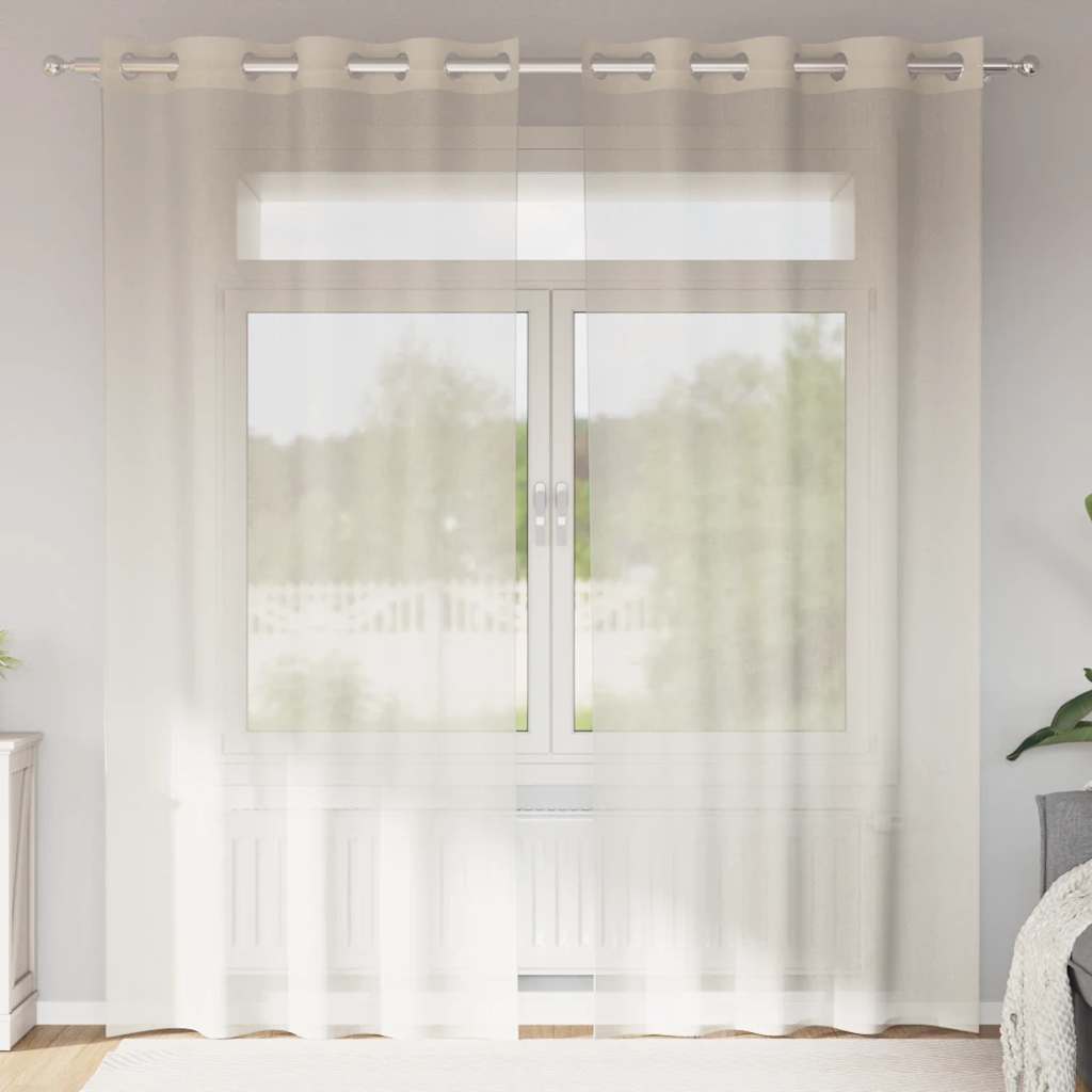 Tende in Voile con Occhielli 2 pz Crema 140x225 cm | homemem39