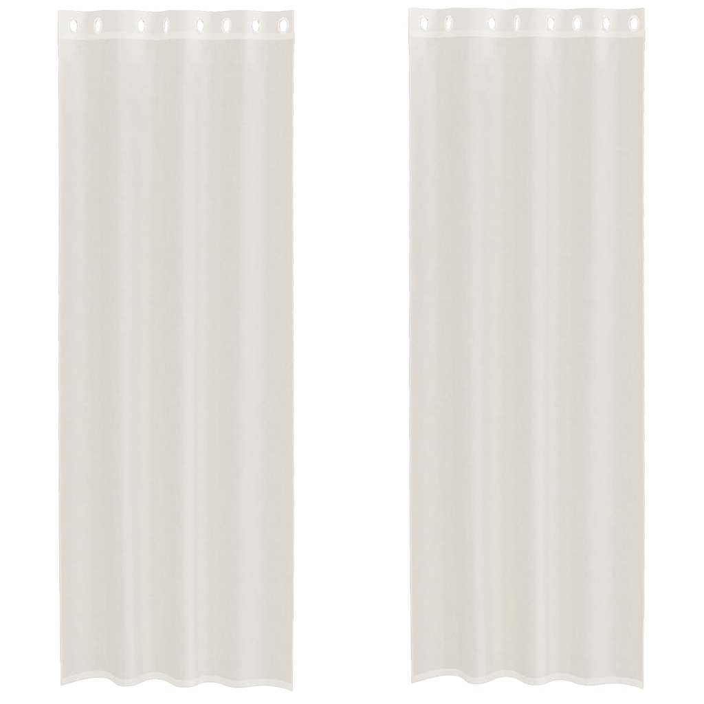 Tende in Voile con Occhielli 2 pz Crema 140x260 cm | homemem39