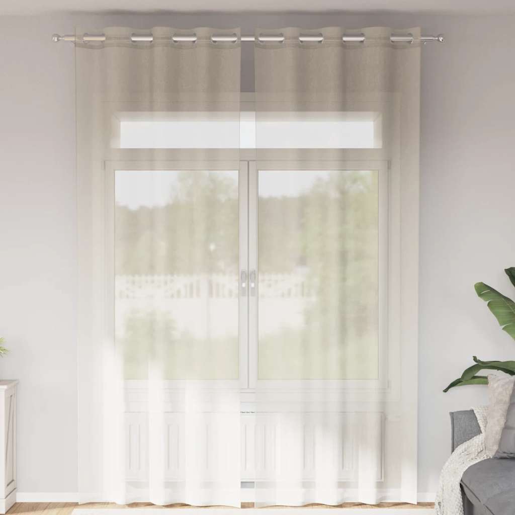 Tende in Voile con Occhielli 2 pz Crema 140x260 cm | homemem39