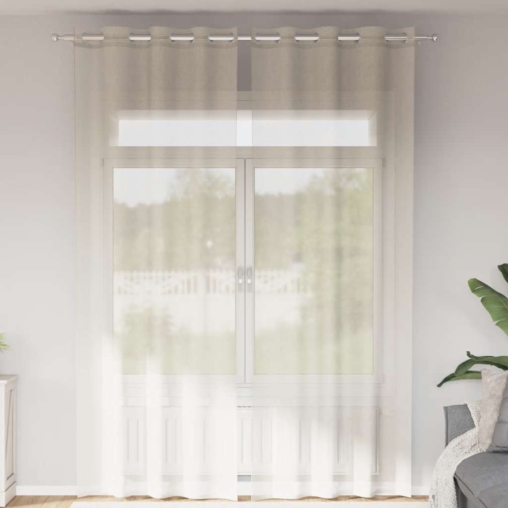 Tende in Voile con Occhielli 2 pz Crema 140x300 cm | homemem39