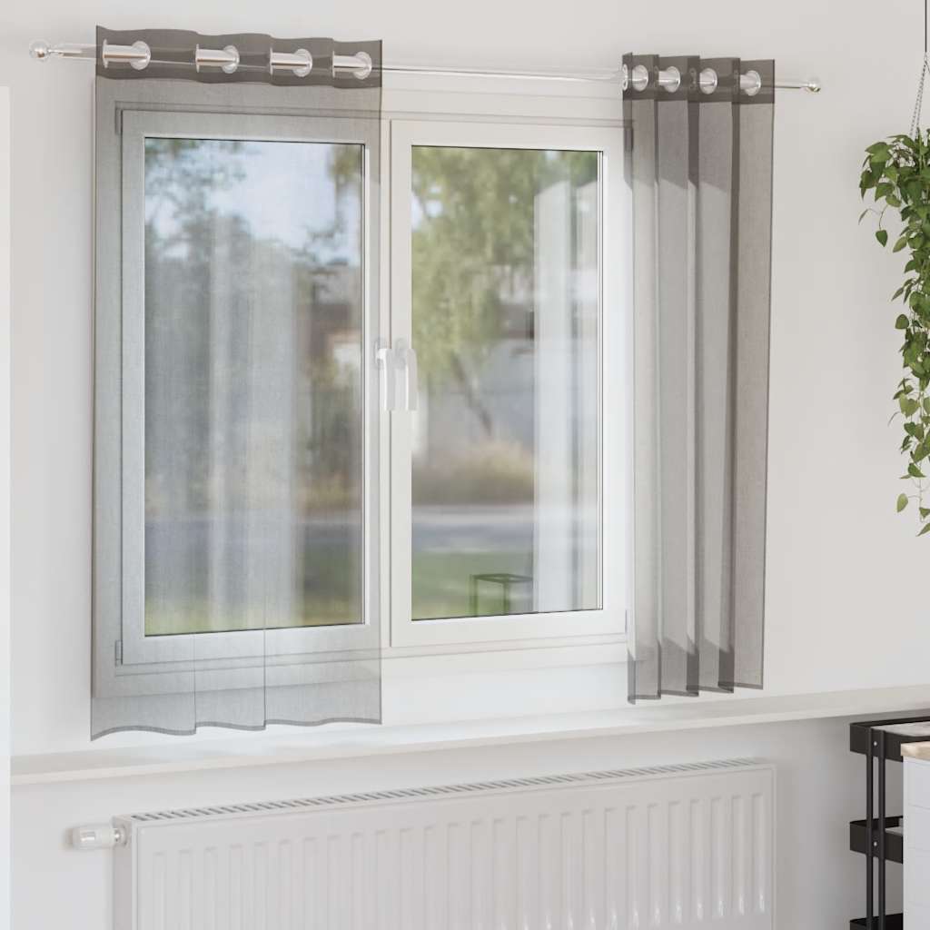 Tende in Voile con Occhielli 2 pz Grigio Scuro 140x175 cm | homemem39