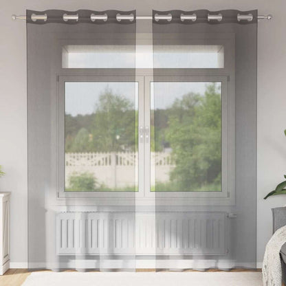 Tende in Voile con Occhielli 2 pz Grigio Scuro 140x245 cm | homemem39