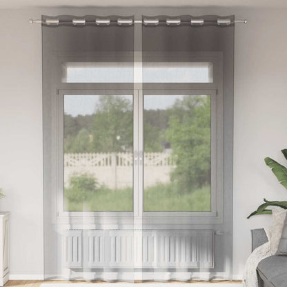 Tende in Voile con Occhielli 2 pz Grigio Scuro 140x300 cm | homemem39