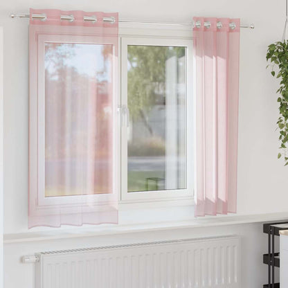 Tende in Voile con Occhielli 2 pz Rosa Chiaro 140x140 cm | homemem39