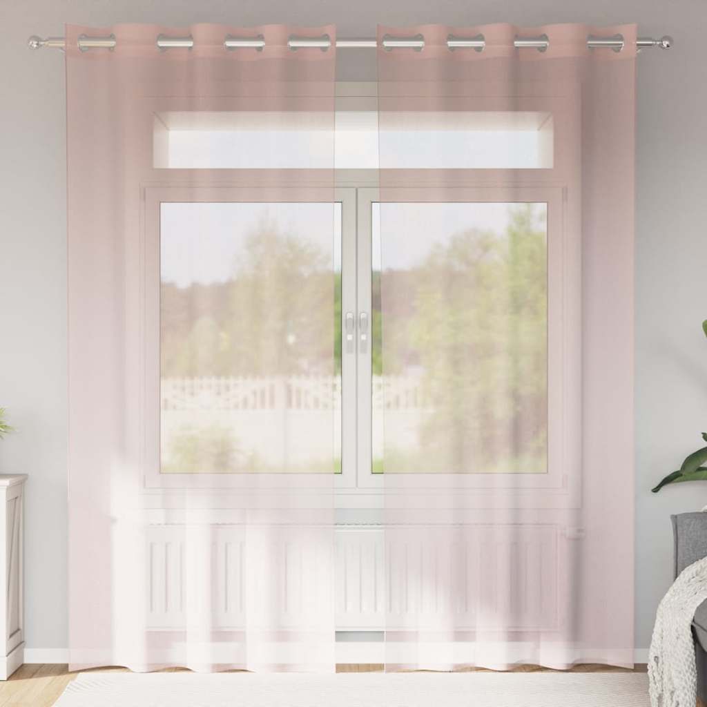 Tende in Voile con Occhielli 2 pz Rosa Chiaro 140x225 cm | homemem39