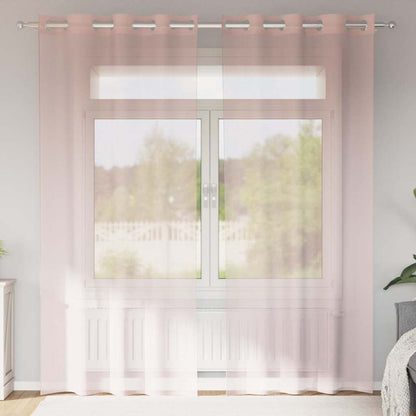Tende in Voile con Occhielli 2 pz Rosa Chiaro 140x225 cm | homemem39